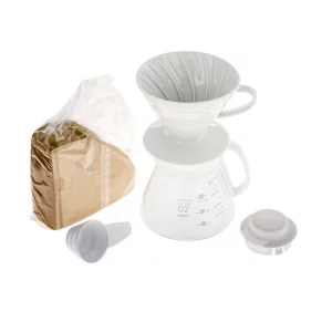 Pour Over Kaffeezubereitungset V60-02 von Hario in weiss